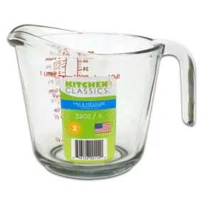 Libra 195-91661LIB Kitchen Classics Clear Glass Measuring Cup, Red Print,32 Oz