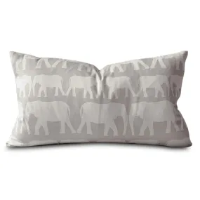 Light Gray Boho Elephant Lumbar Pillow Cover 15x26