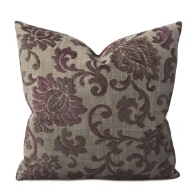 Lilac Velvet Floral Jacquard Throw Pillow Cover 20x20