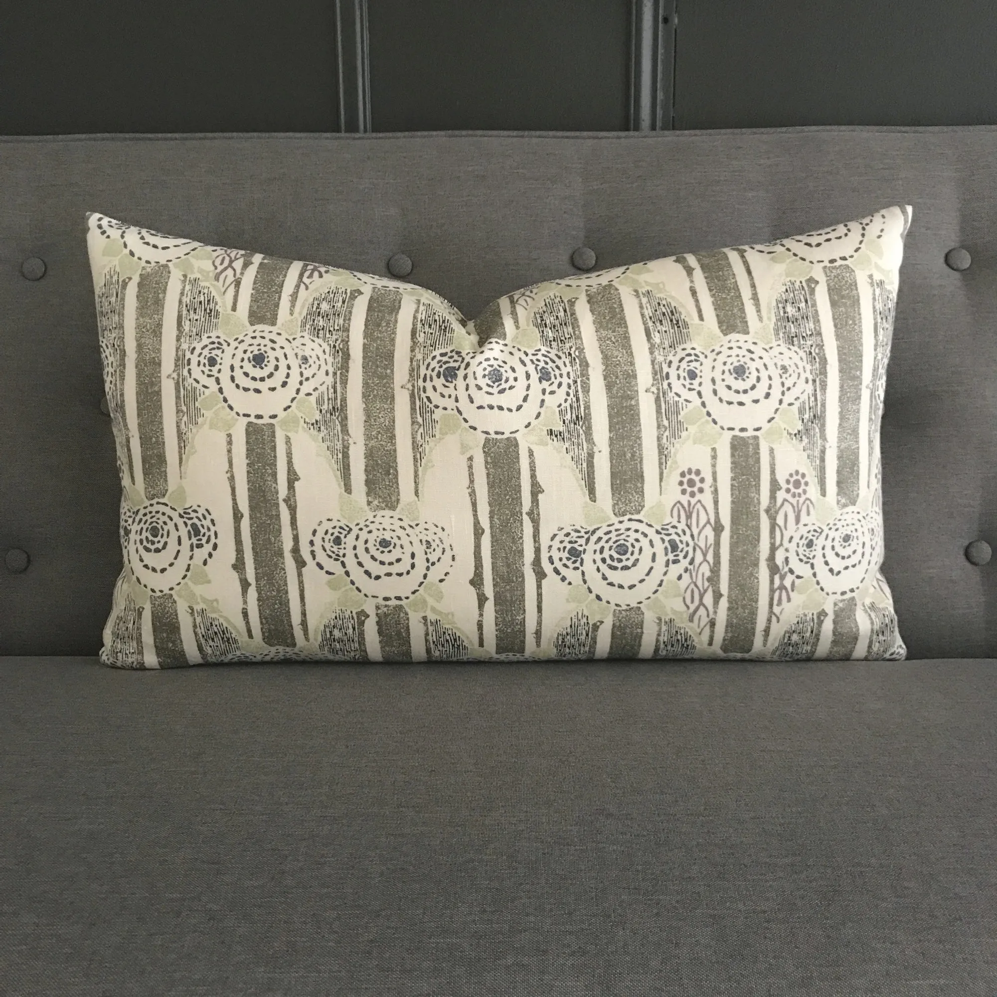 Linen Botanical Abstract Lumbar Pillow Cover 15x26