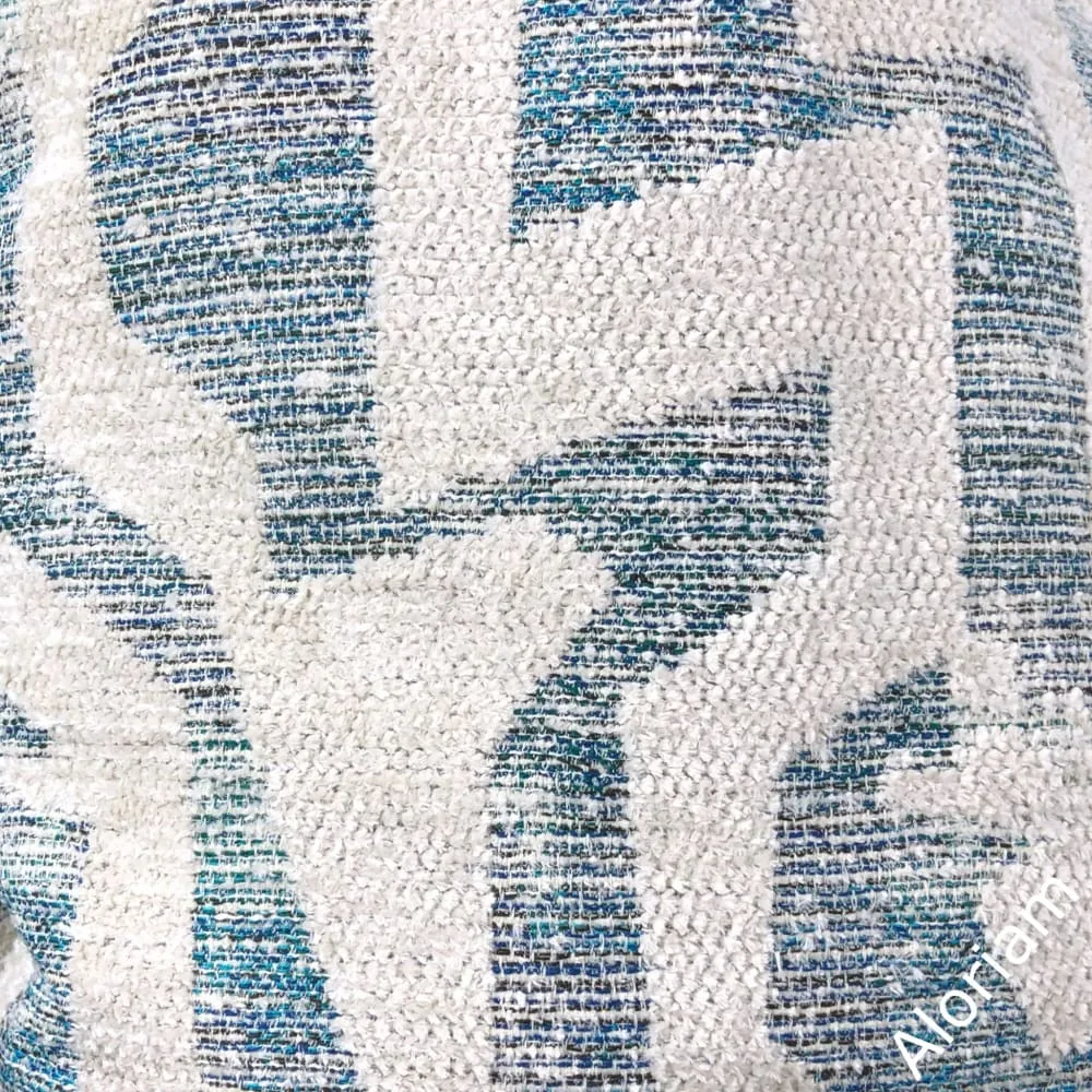 Marcus Blue Green Off-White Chenille Pillow Cover