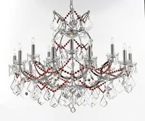 Maria Theresa Chandelier Lighting Crystal Chandeliers H28 "X W37" Chrome Finish Dressed With Ruby Red Crystals Great For The Dining Room Living Room Family Room Entryway / Foyer - J10-B62/B81/Chrome/26050/15 1