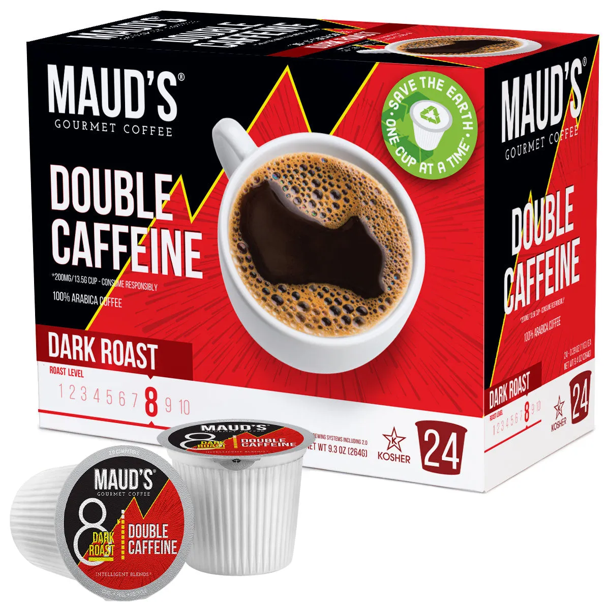 Maud's Double Caffeine Dark Roast Coffee Pods (2X Caffeine)