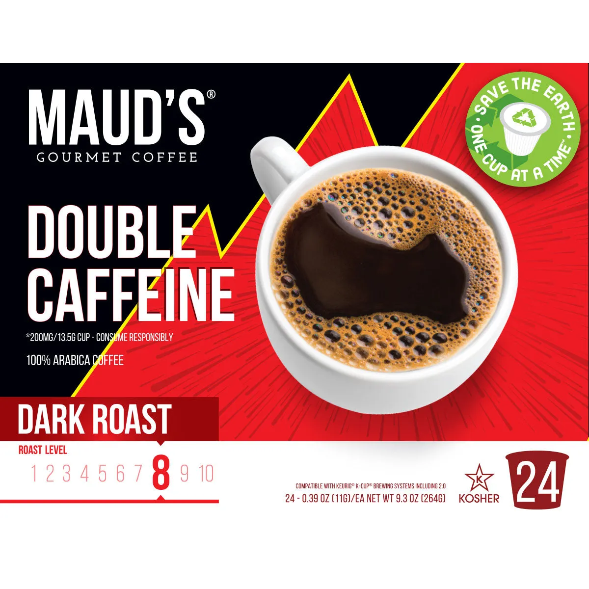 Maud's Double Caffeine Dark Roast Coffee Pods (2X Caffeine)