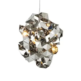 Metal Abstract Triple Light Fixture Ceiling Chandelier in Black/Gold/Silver