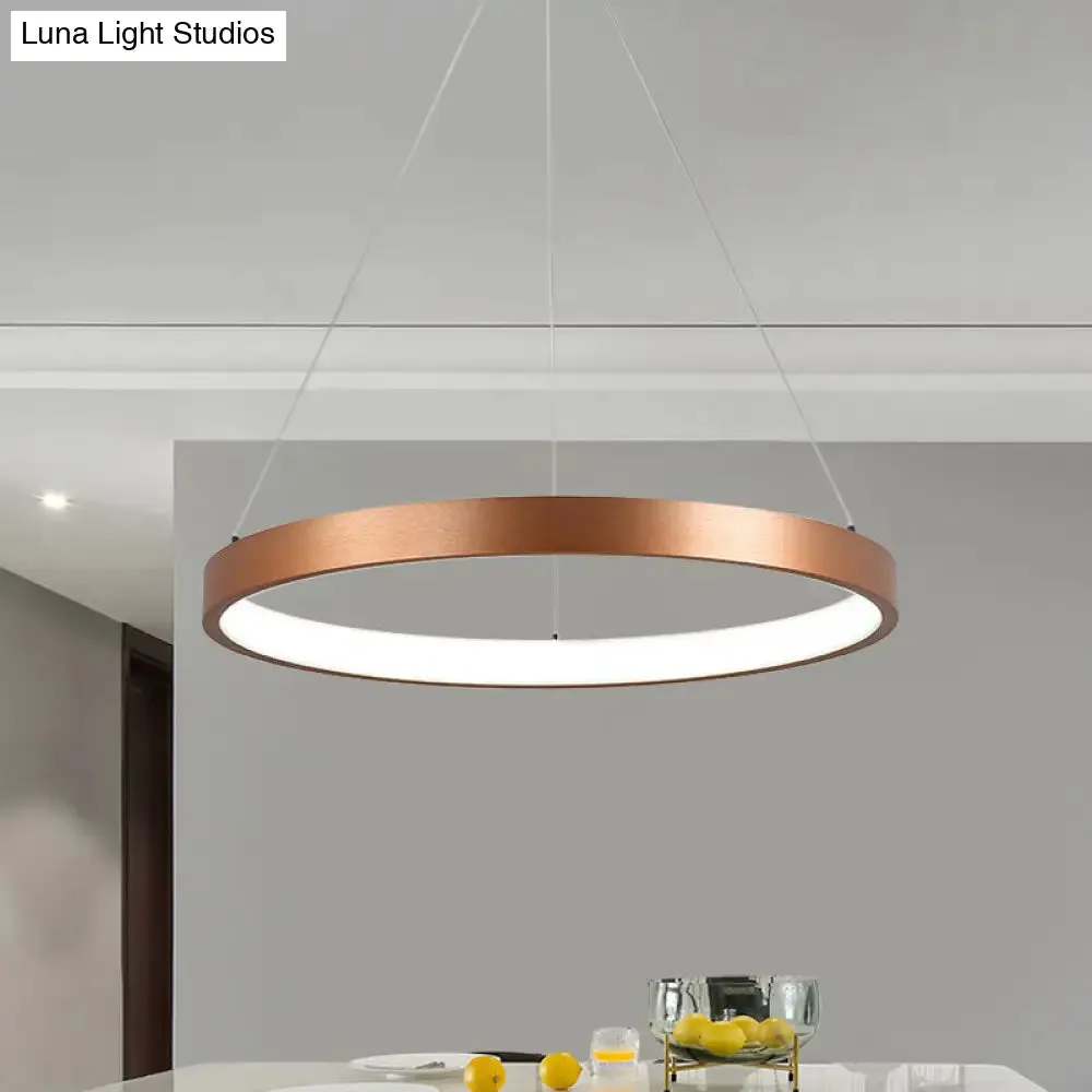 Metallic Minimalist 3-Tier Hoop LED Chandelier in Gold - Warm/White Light