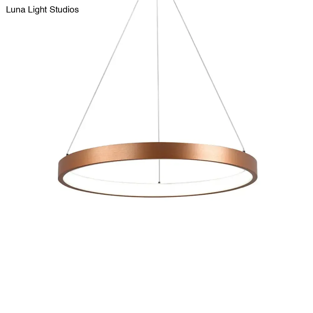 Metallic Minimalist 3-Tier Hoop LED Chandelier in Gold - Warm/White Light