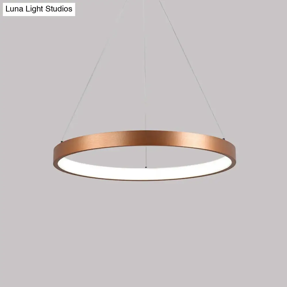 Metallic Minimalist 3-Tier Hoop LED Chandelier in Gold - Warm/White Light