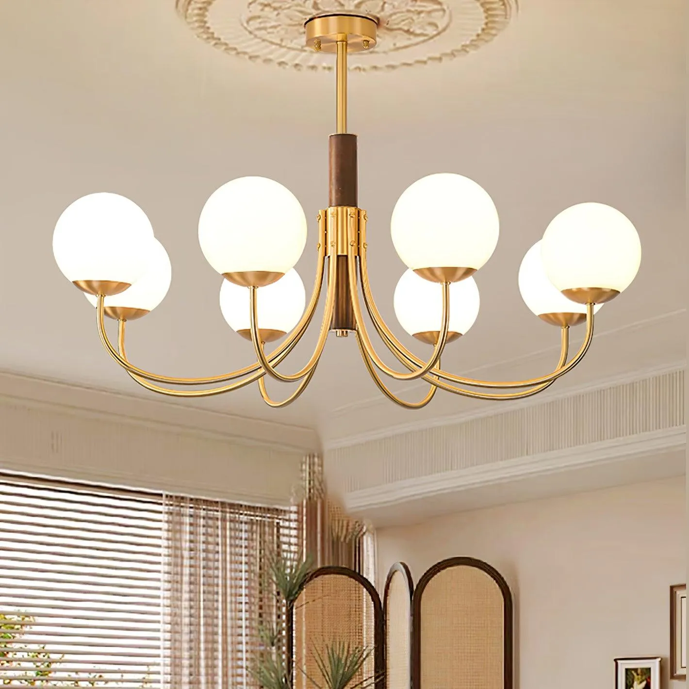 Midas Touch Walnut Sphere Chandelier