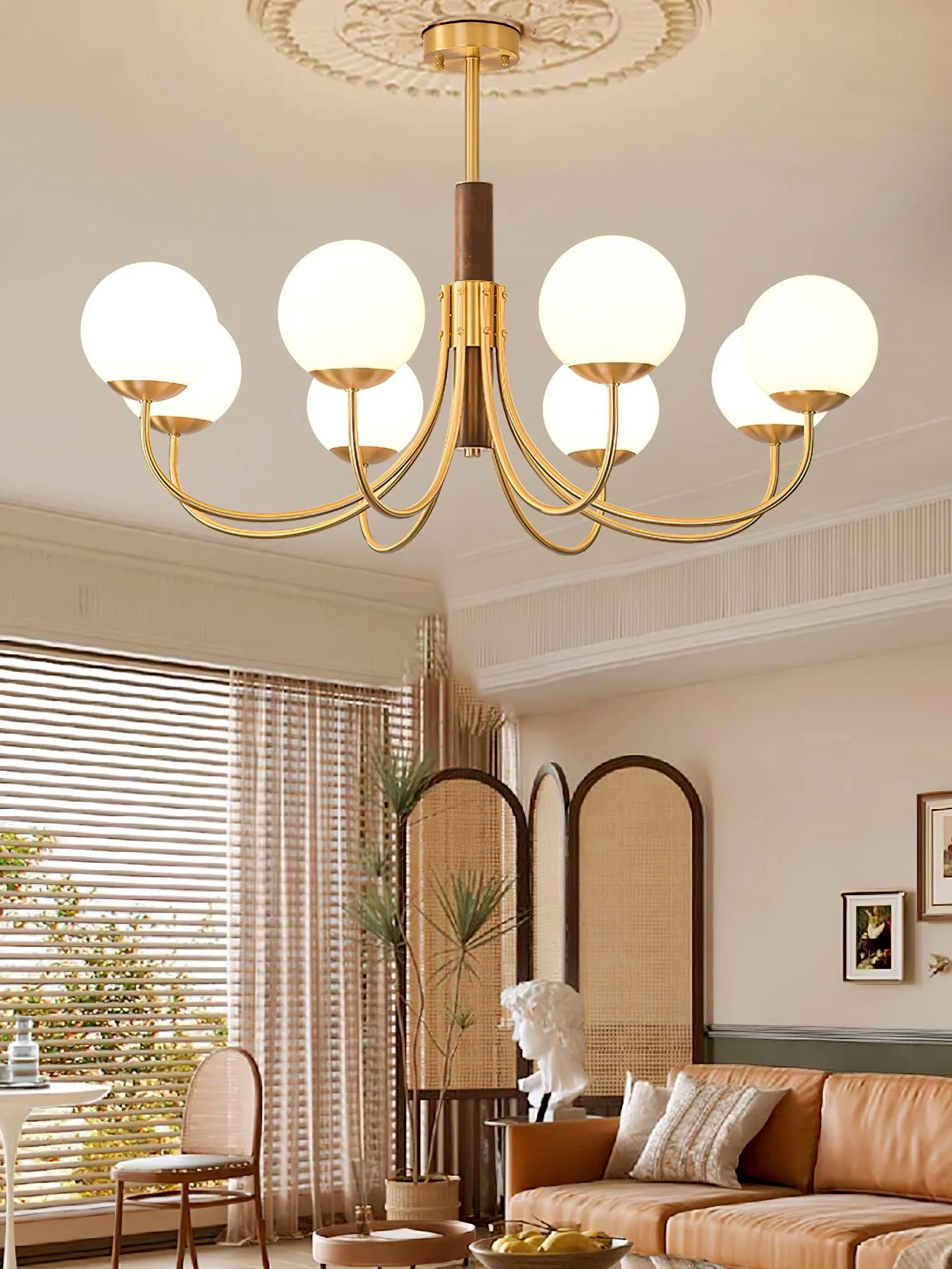 Midas Touch Walnut Sphere Chandelier