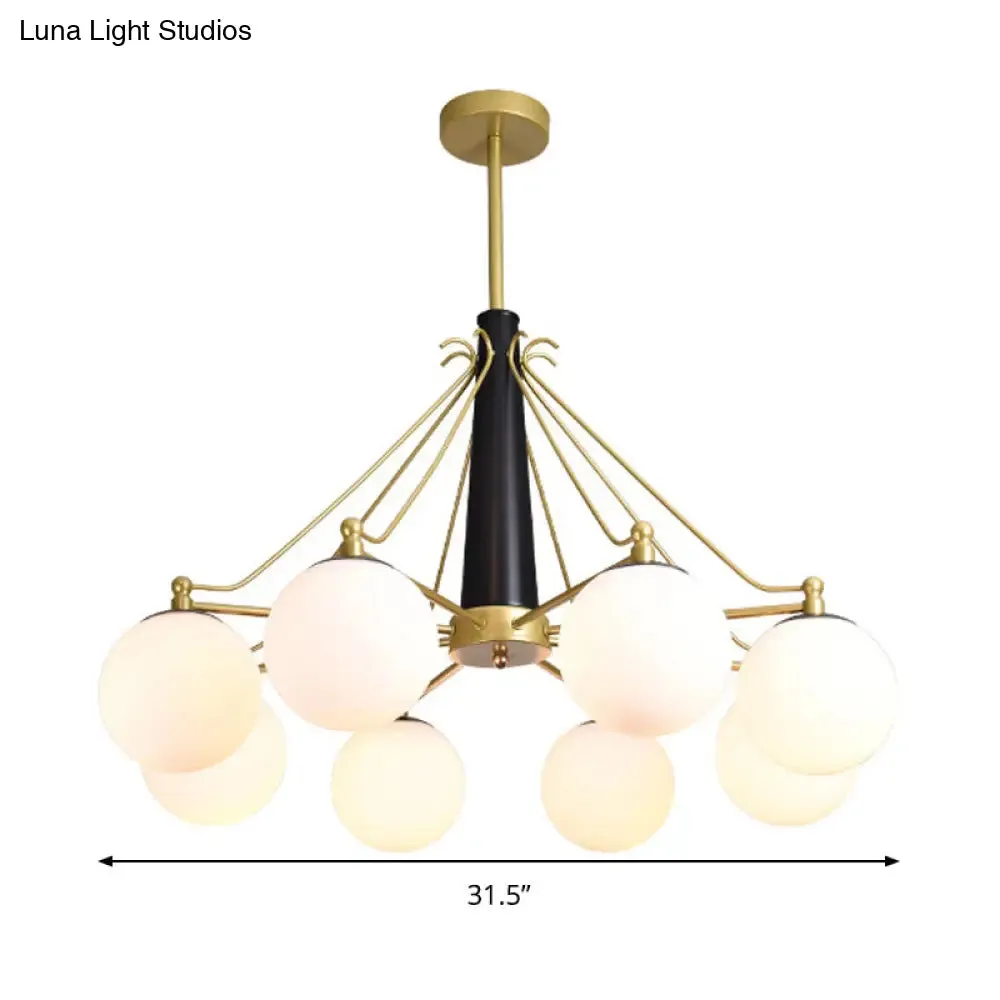 Milky Glass Chandelier Light Fixture - Modern Style, 6/8 Lights, Gold Finish, Ideal for Living Room Ceiling Pendant Lighting