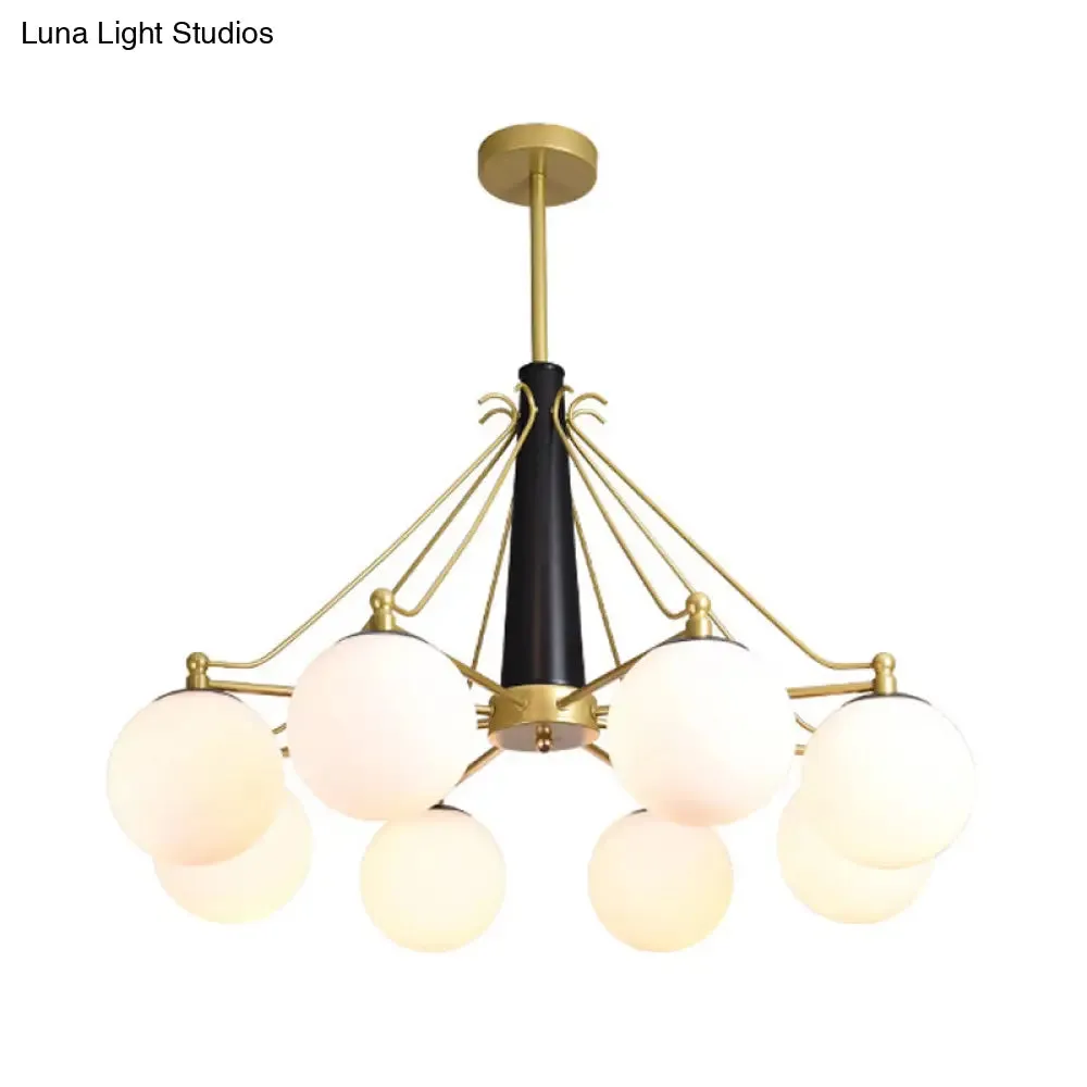 Milky Glass Chandelier Light Fixture - Modern Style, 6/8 Lights, Gold Finish, Ideal for Living Room Ceiling Pendant Lighting