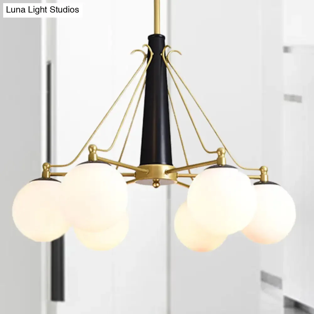 Milky Glass Chandelier Light Fixture - Modern Style, 6/8 Lights, Gold Finish, Ideal for Living Room Ceiling Pendant Lighting