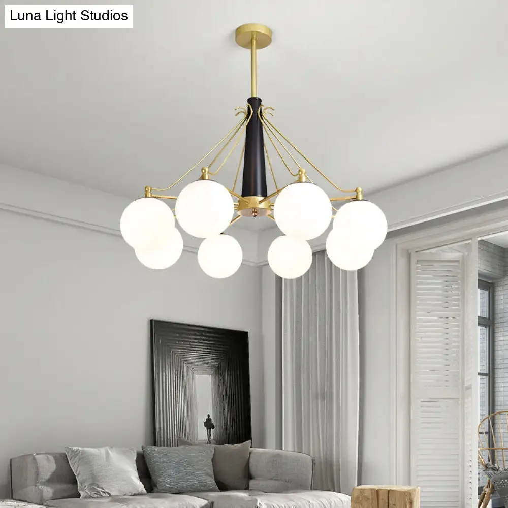 Milky Glass Chandelier Light Fixture - Modern Style, 6/8 Lights, Gold Finish, Ideal for Living Room Ceiling Pendant Lighting