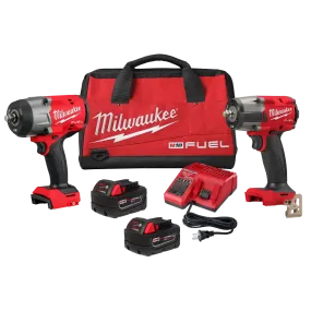 Milwaukee M18 FUEL Impact Wrench Combo Kit, 1/2" HT & 3/8" MT - 3010-22