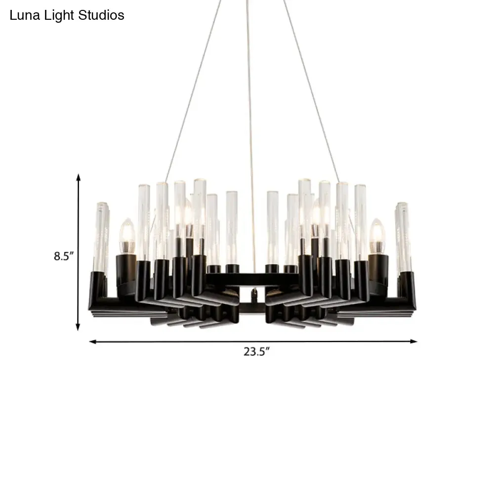 Minimal 6-Light Black Crystal Candelabra Chandelier: Elegant Hanging Lamp for Dining Room