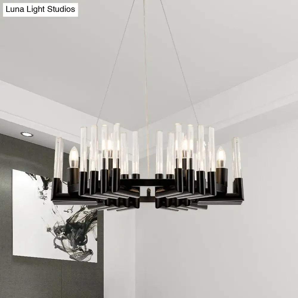 Minimal 6-Light Black Crystal Candelabra Chandelier: Elegant Hanging Lamp for Dining Room