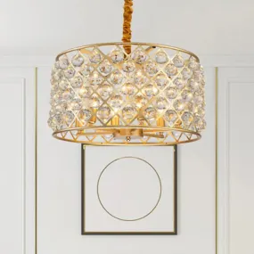 Minimalist 6-Light Crystal Ball Pendulum Chandelier in Gold Finish - Lattice Diamond Design for Living Room Ceiling