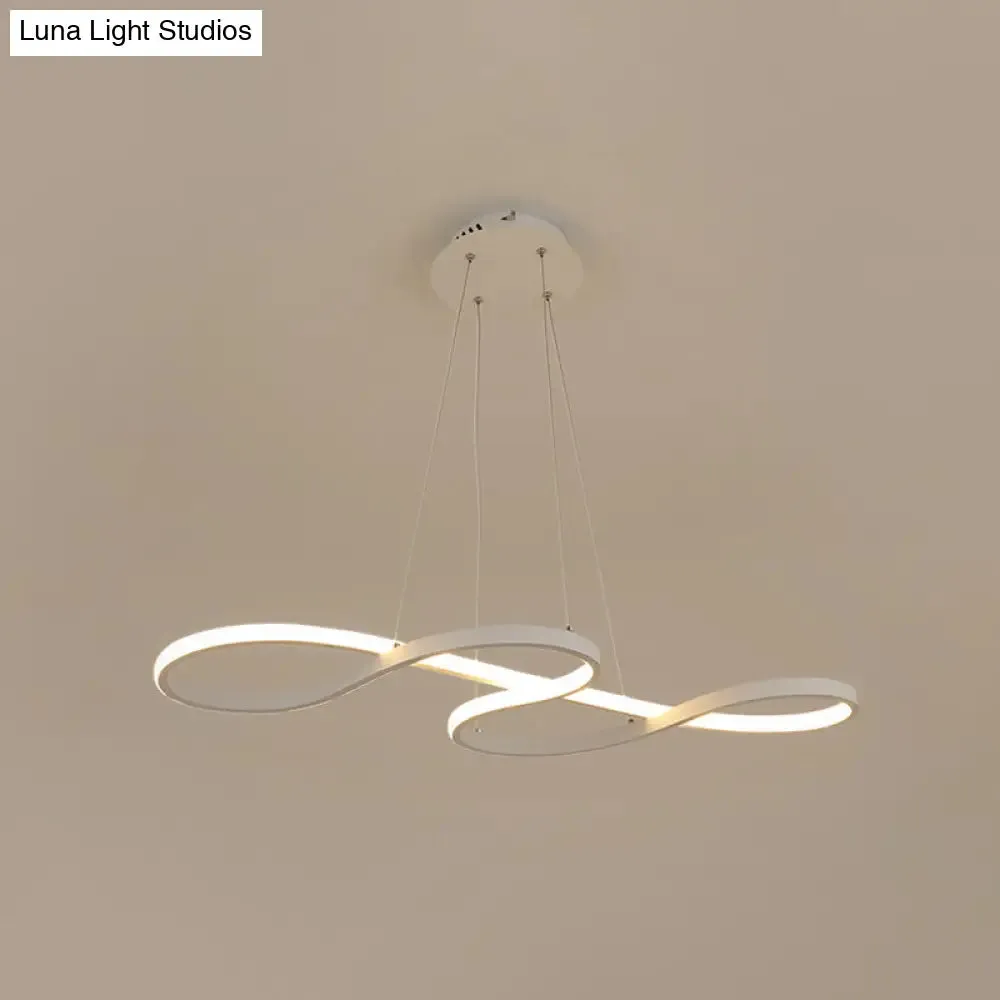 Minimalist Black/White LED Pendant Lamp - Meandering Aluminum Chandelier - 24.5/31.5 Inches Wide