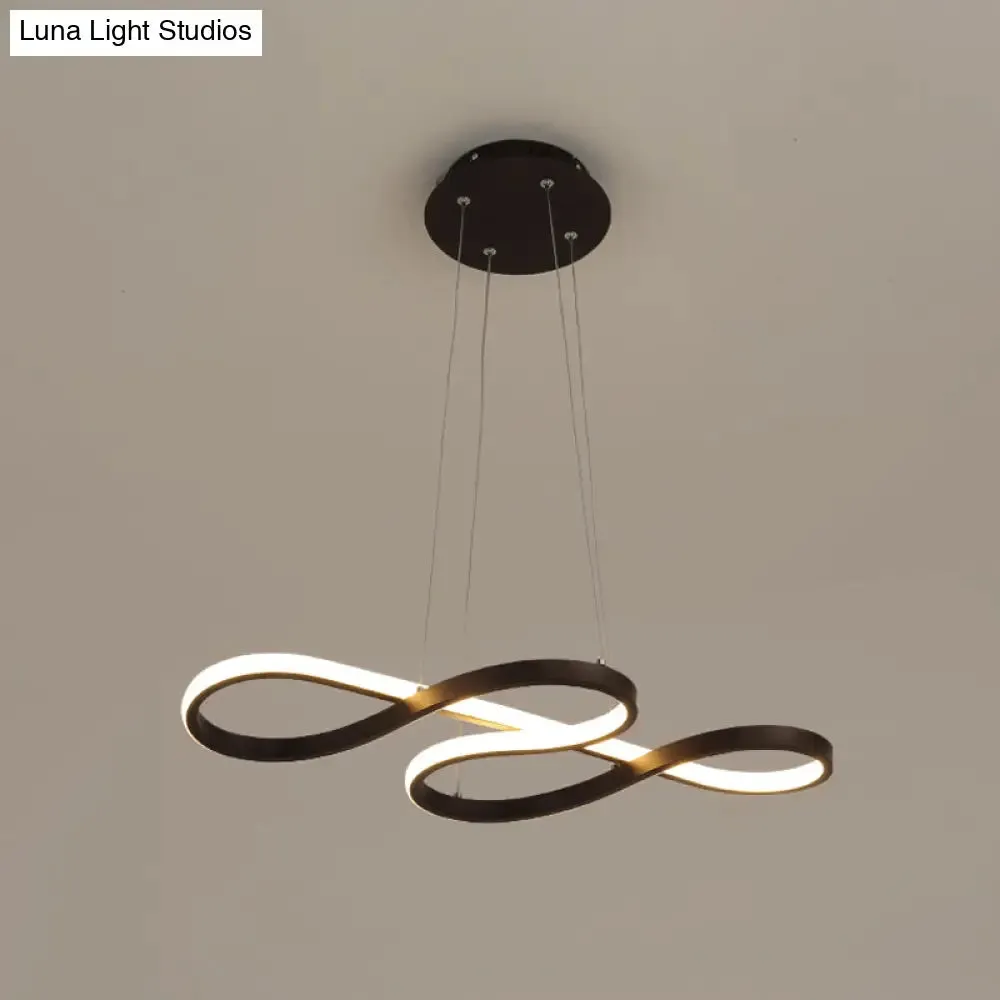 Minimalist Black/White LED Pendant Lamp - Meandering Aluminum Chandelier - 24.5/31.5 Inches Wide