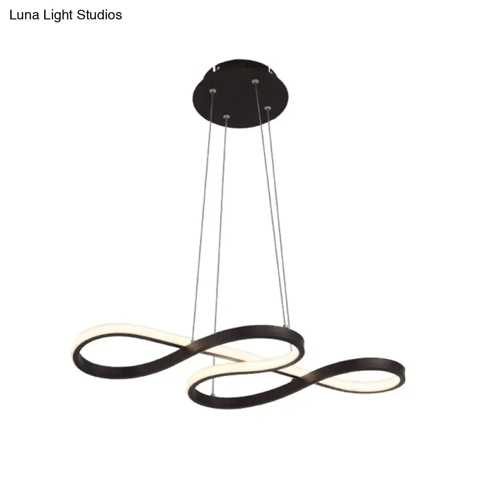 Minimalist Black/White LED Pendant Lamp - Meandering Aluminum Chandelier - 24.5/31.5 Inches Wide