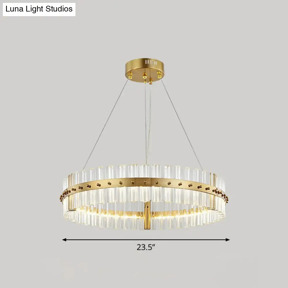 Minimalist Gold LED Crystal Ring Chandelier for Bedroom Lighting