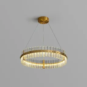 Minimalist Gold LED Crystal Ring Chandelier for Bedroom Lighting