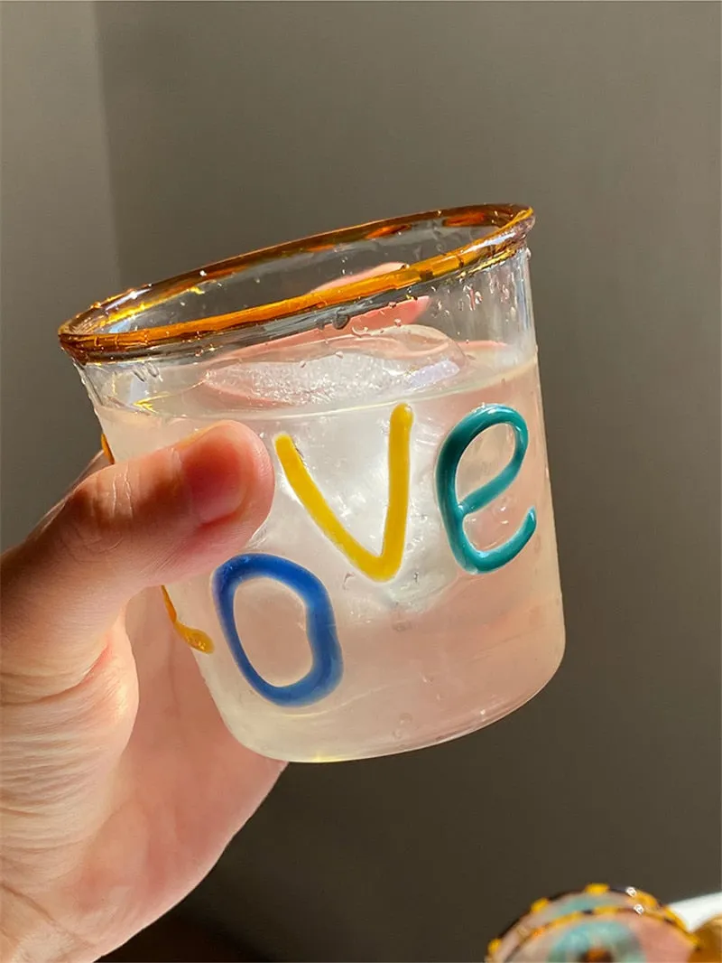 Miss Love Graphic Glass Drinking Cup