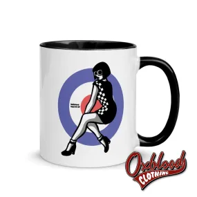 Mod Girl Mug Two-Tone Coffee Cup - Mod Target Bullseye Gift