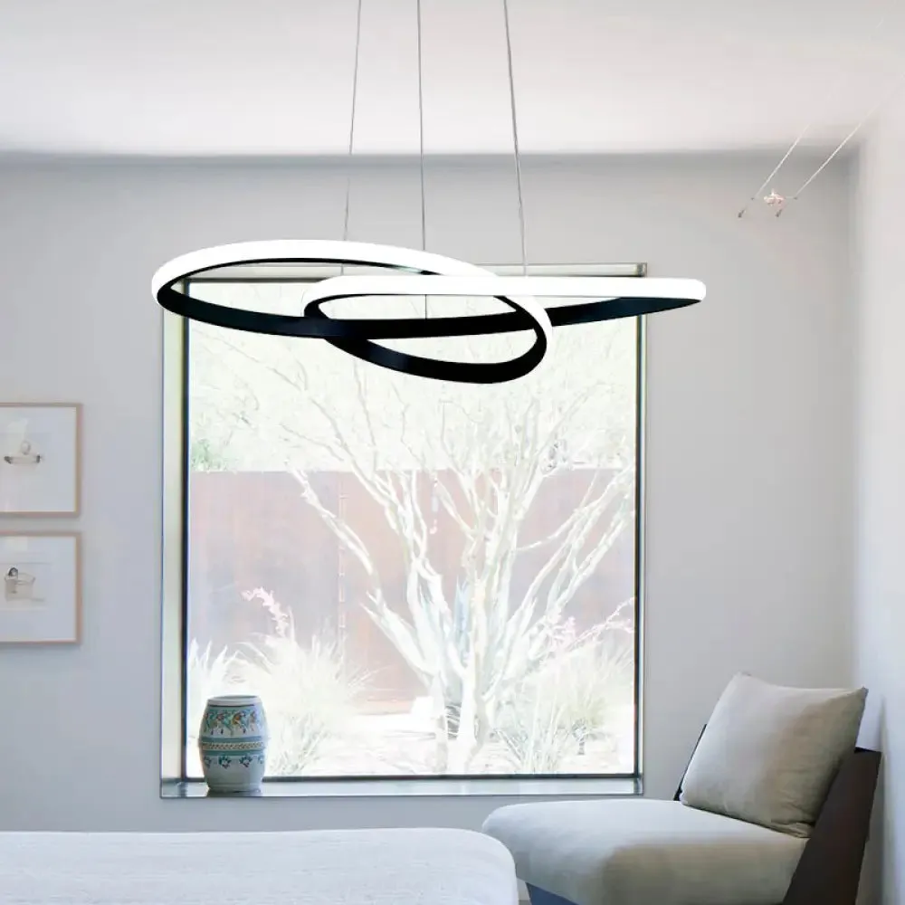 Modern Acrylic Black Twisted Chandelier Pendant with Warm/White Light