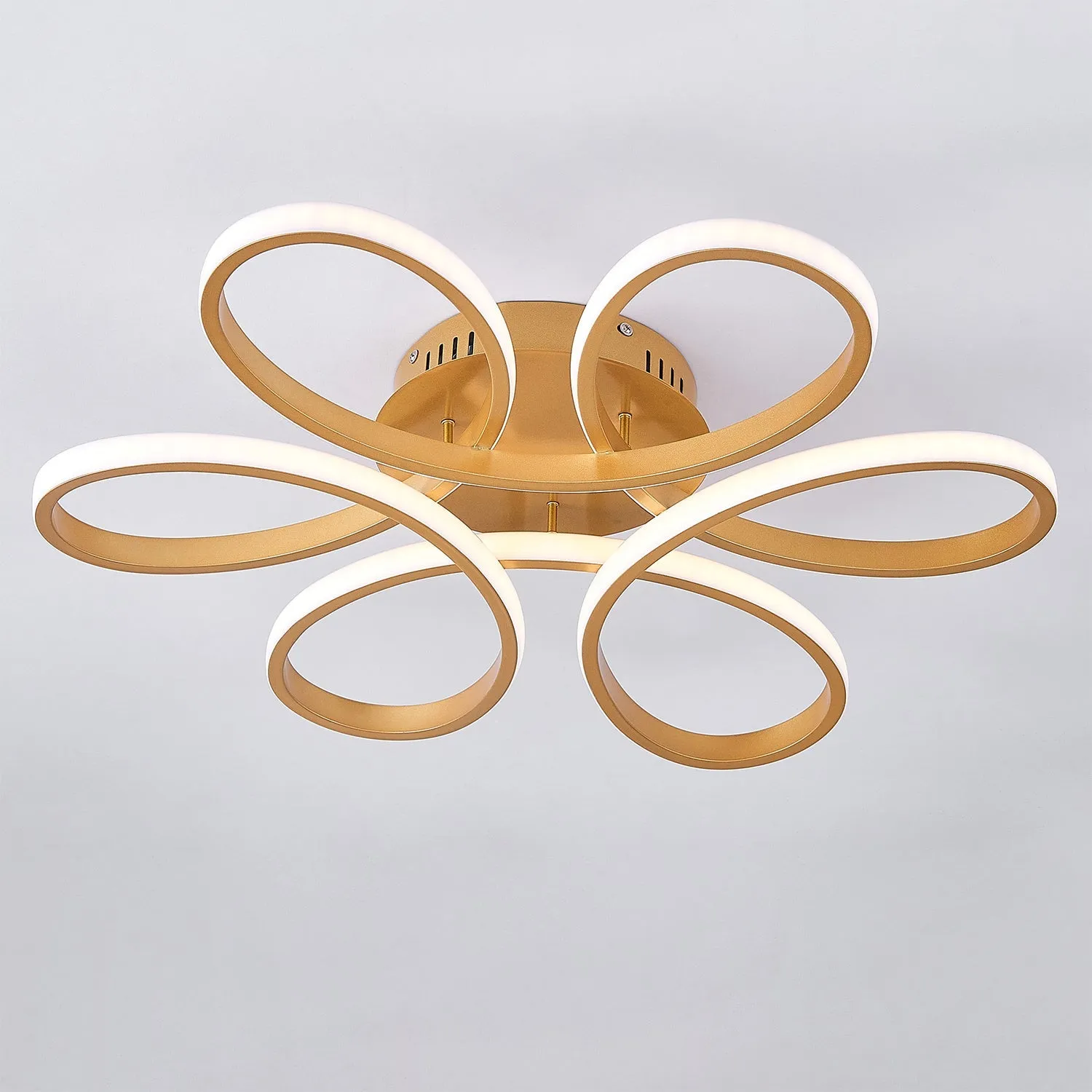 Modern Acrylic Petal LED Semi Ceiling Light with Gold Frame