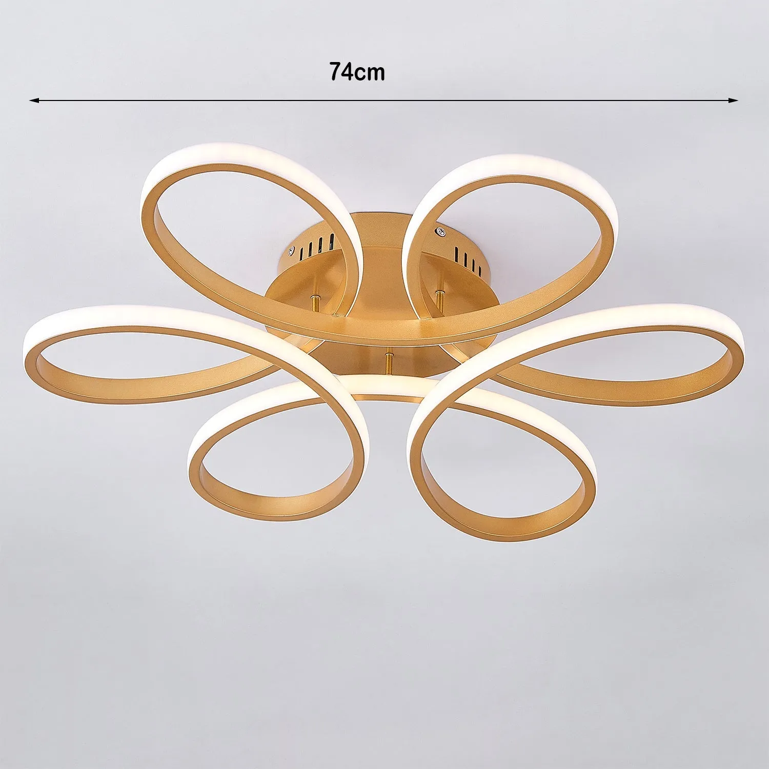 Modern Acrylic Petal LED Semi Ceiling Light with Gold Frame