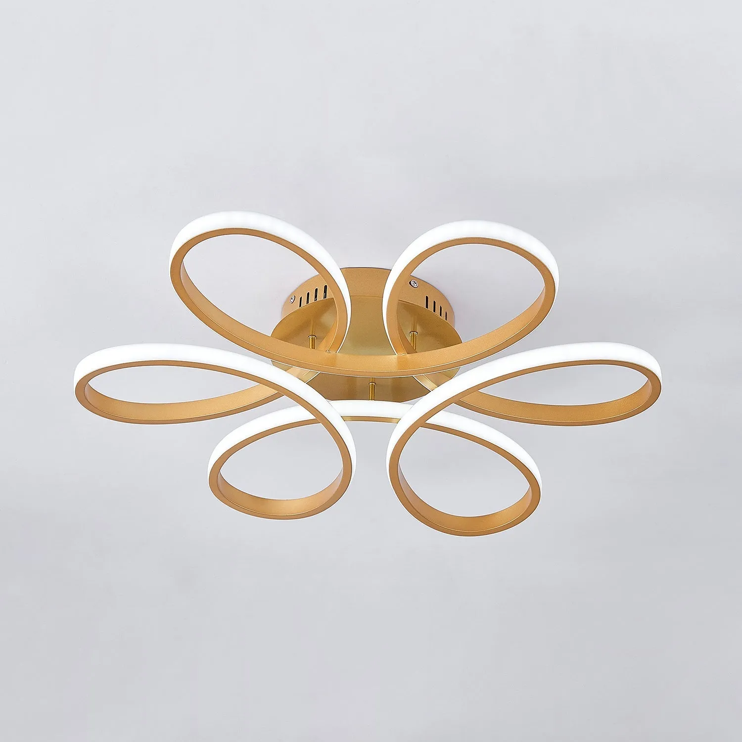 Modern Acrylic Petal LED Semi Ceiling Light with Gold Frame