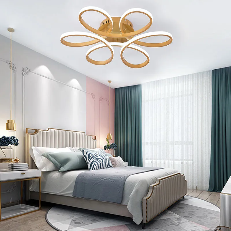 Modern Acrylic Petal LED Semi Ceiling Light with Gold Frame