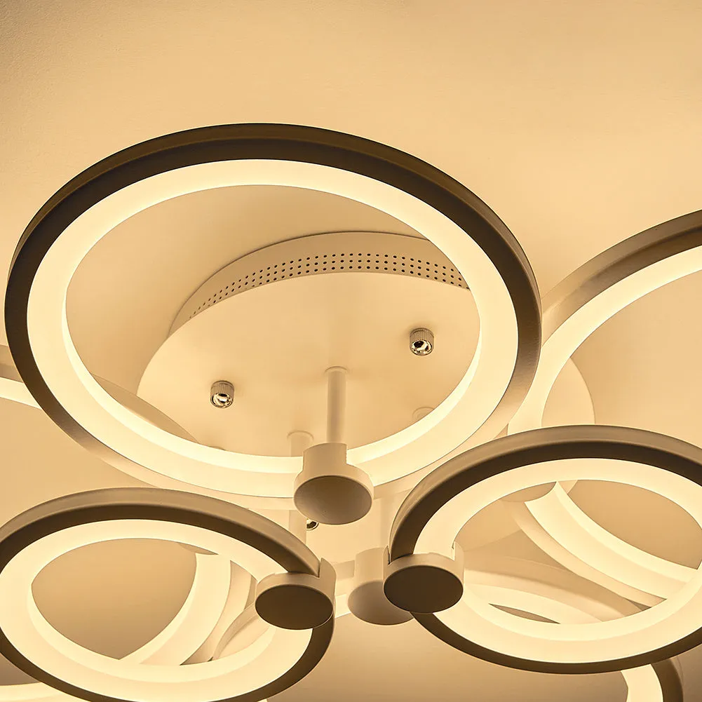 Modern Circular LED Light-adjusted Semi Flush Ceiling Light for Nordic Decor