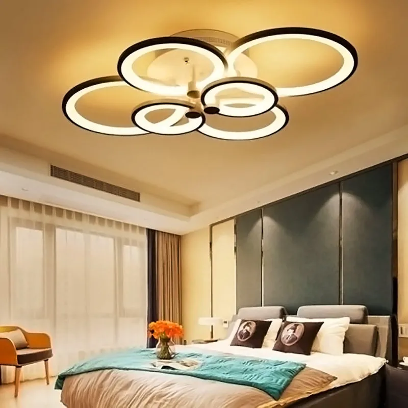 Modern Circular LED Light-adjusted Semi Flush Ceiling Light for Nordic Decor