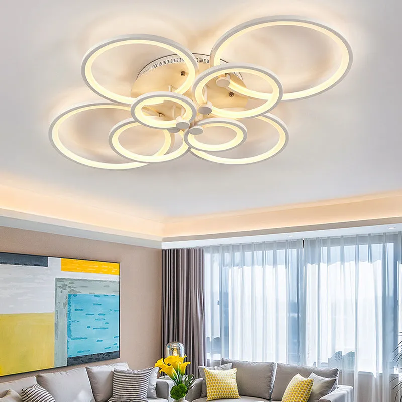 Modern Circular LED Light-adjusted Semi Flush Ceiling Light for Nordic Decor