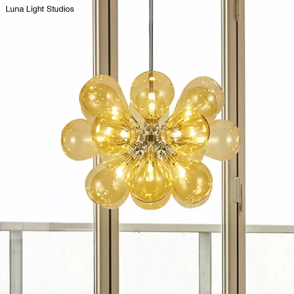 Modern Cognac Glass Bubble Chandelier - 18-Head Hanging Ceiling Light Fixture