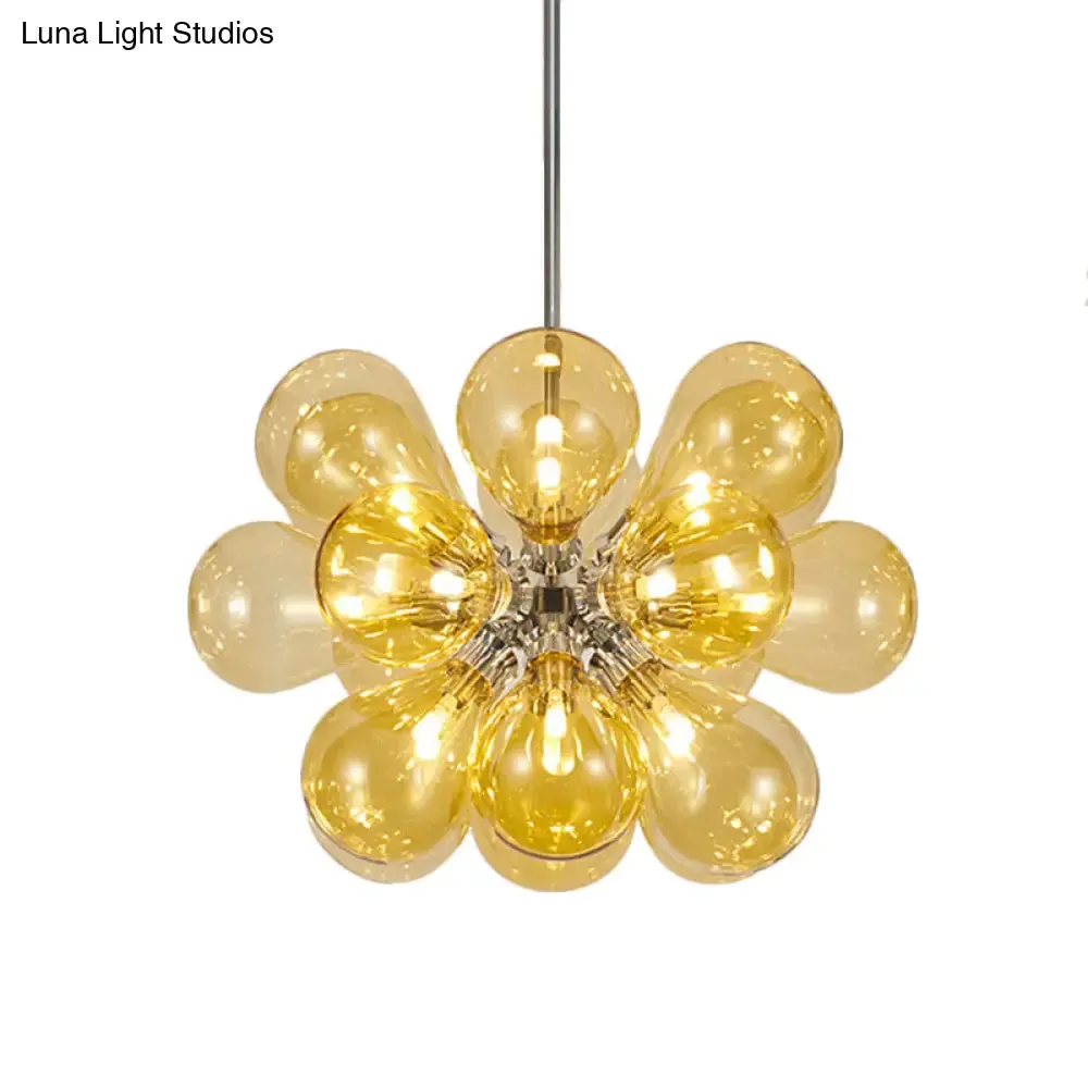 Modern Cognac Glass Bubble Chandelier - 18-Head Hanging Ceiling Light Fixture