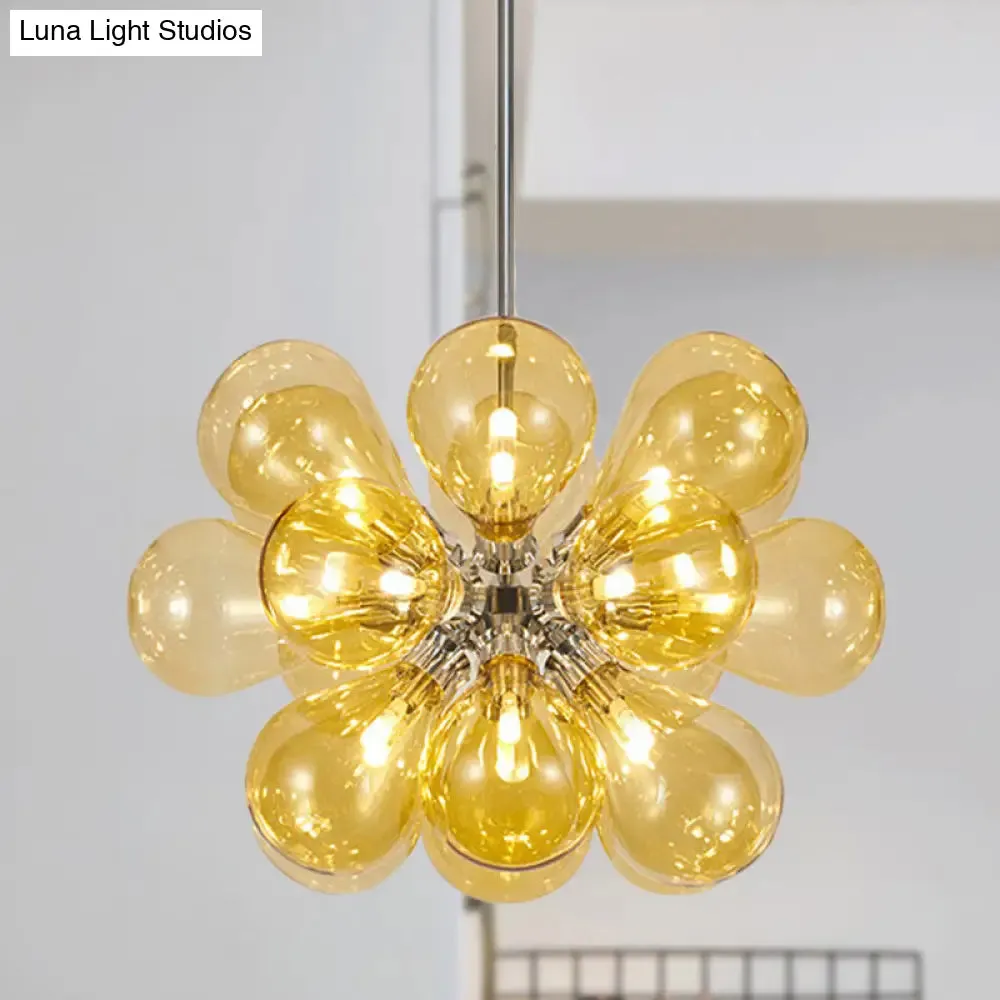 Modern Cognac Glass Bubble Chandelier - 18-Head Hanging Ceiling Light Fixture