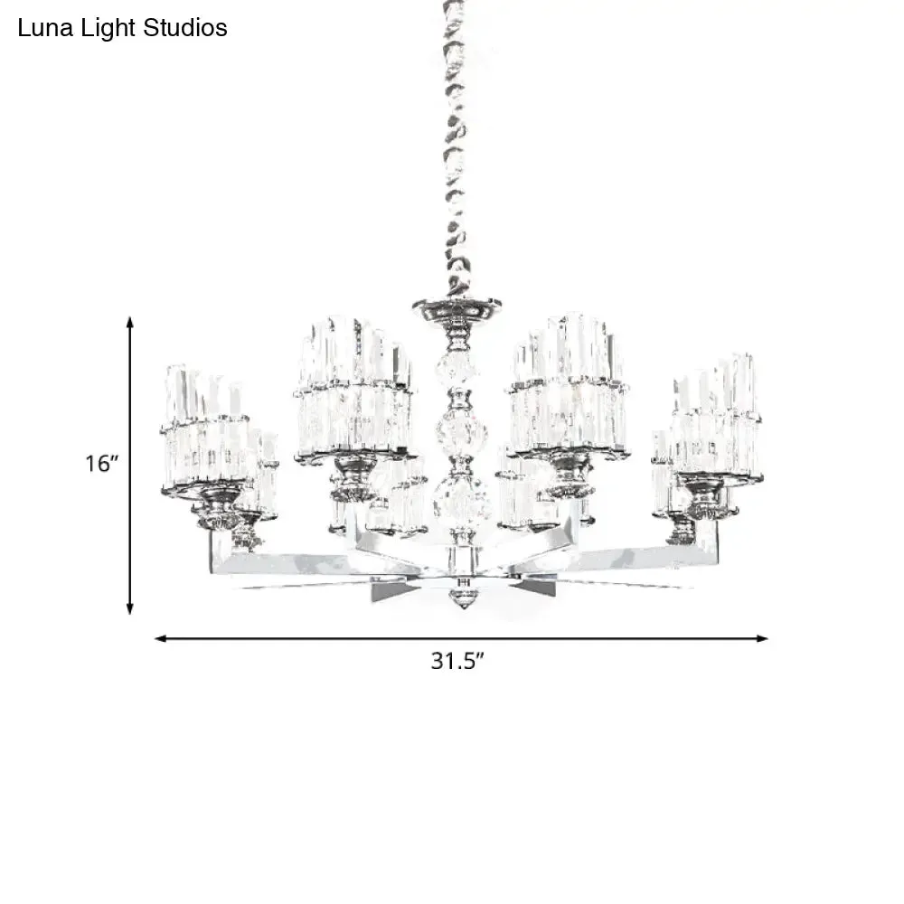 Modern Crystal Arc Chandelier Lamp - Silver 6/8-Bulb Hanging Light Fixture with Radial Design