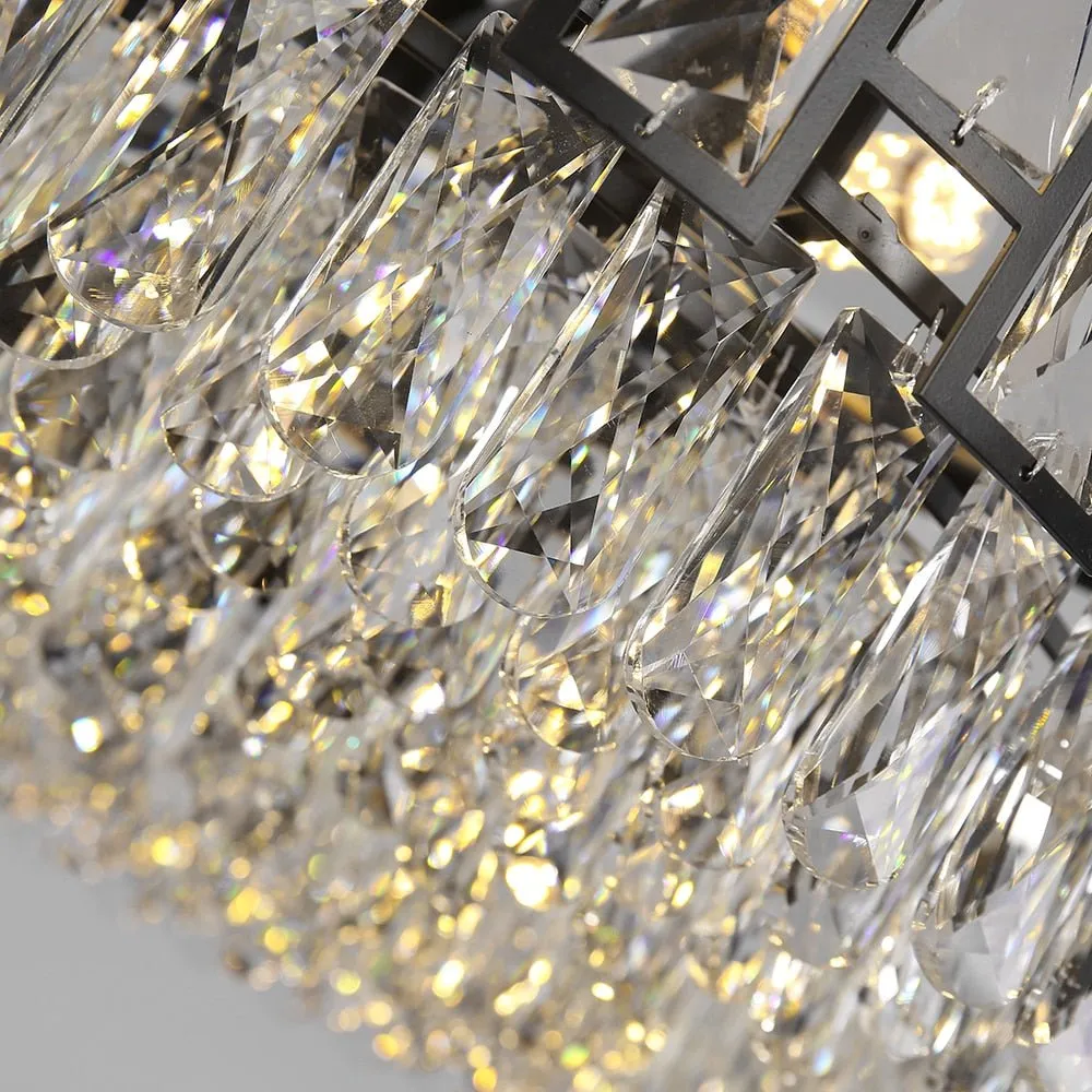 Modern Crystal Chandelier For Living Room Dining Room Black Light Round Lustre Led Chandeliers