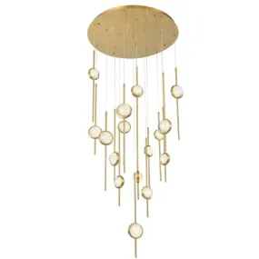 Modern Floating Galss Ball Brass Pendant Light for High-ceiling