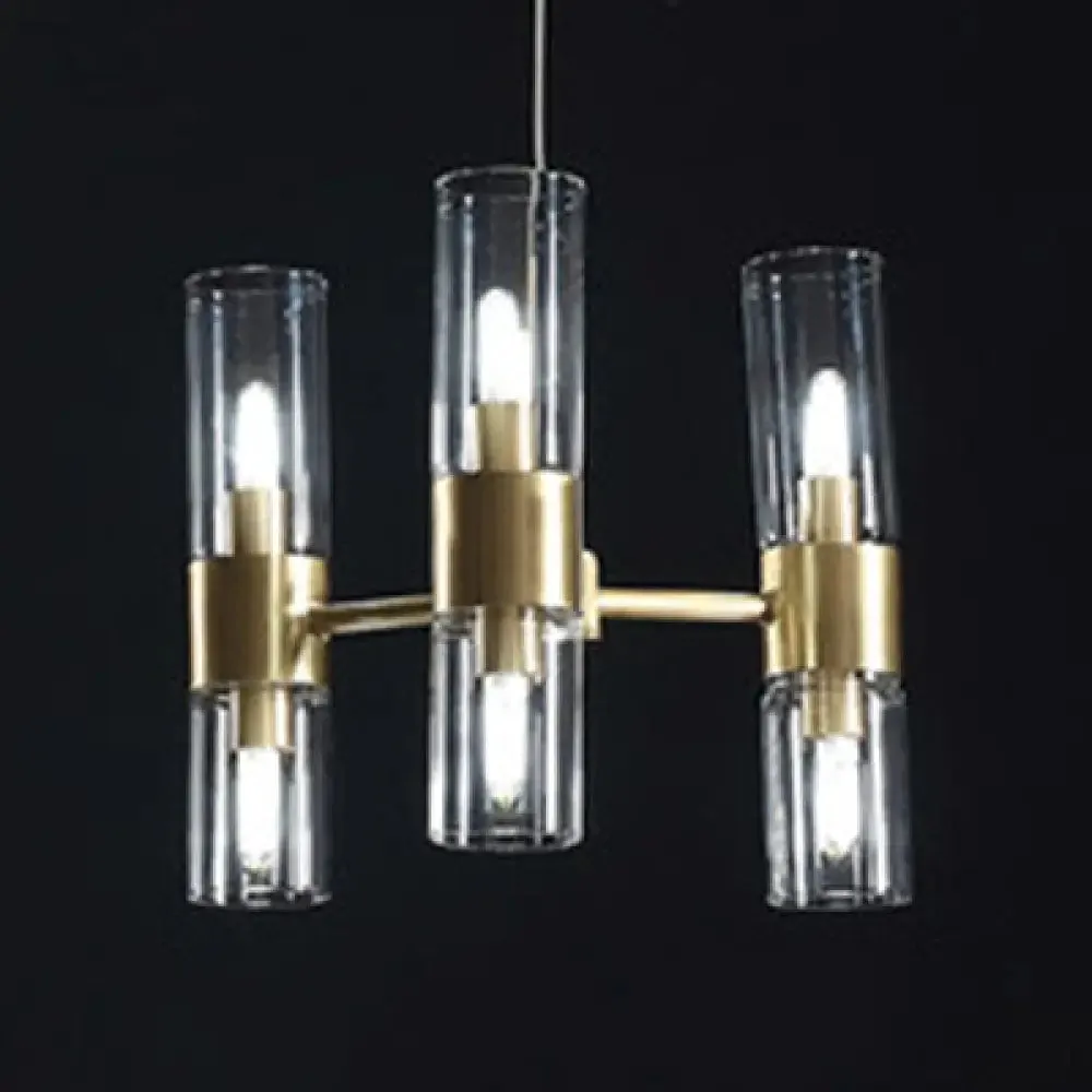 Modern Glass Pendant Chandelier with Clear Cylindrical Shades - 6/16 Lights