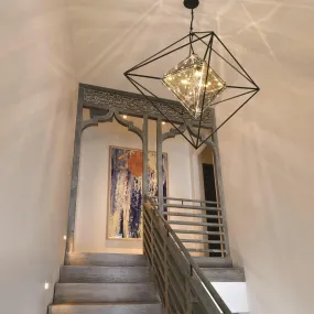 Modern Glass Shade Cube Chandelier