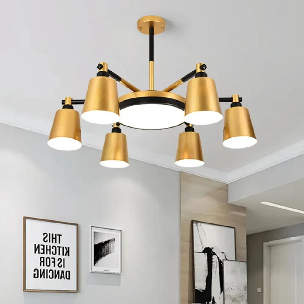 Modern Gold Chandelier - Barrel and Round Design with 3/5/6 Lights - Ideal for Living Room Ceiling Hang Fixture