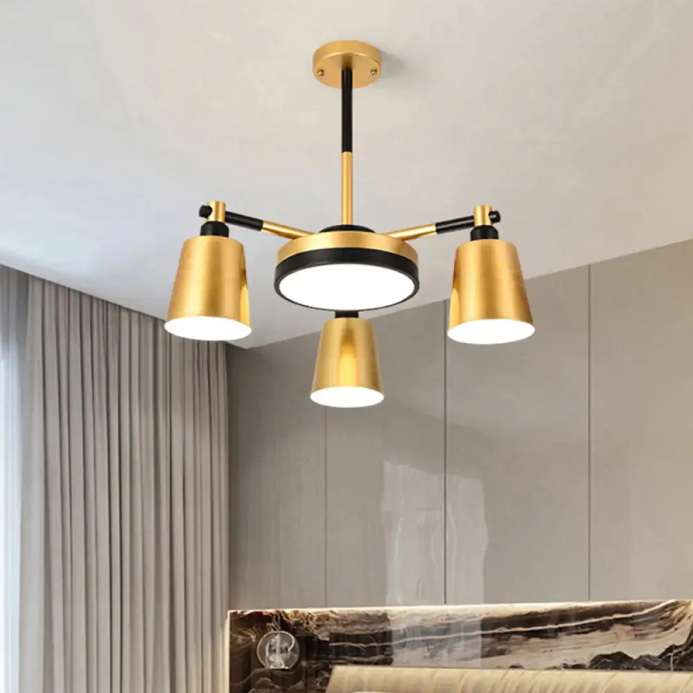 Modern Gold Chandelier - Barrel and Round Design with 3/5/6 Lights - Ideal for Living Room Ceiling Hang Fixture