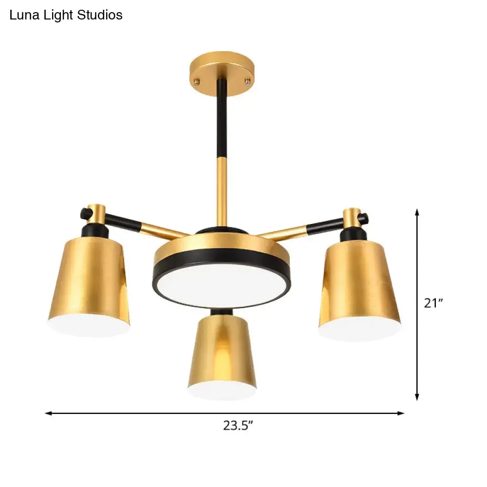 Modern Gold Chandelier - Barrel and Round Design with 3/5/6 Lights - Ideal for Living Room Ceiling Hang Fixture