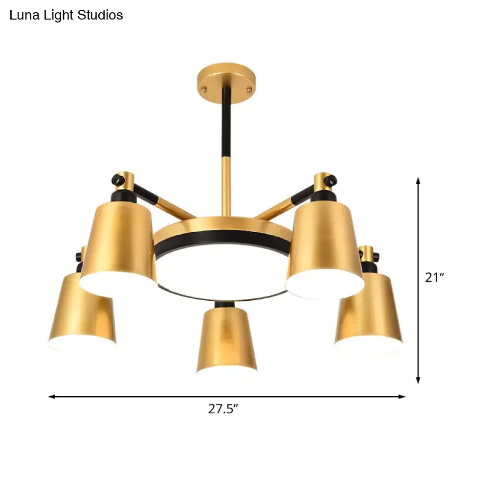 Modern Gold Chandelier - Barrel and Round Design with 3/5/6 Lights - Ideal for Living Room Ceiling Hang Fixture