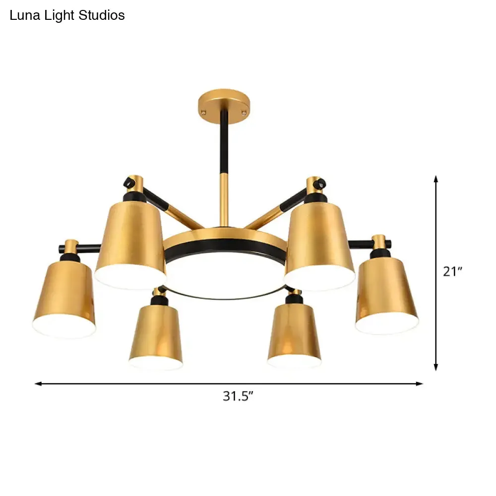 Modern Gold Chandelier - Barrel and Round Design with 3/5/6 Lights - Ideal for Living Room Ceiling Hang Fixture